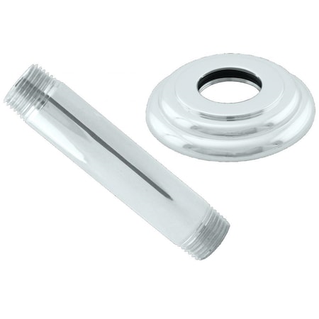 Westbrass 1/2" IPS x 4" Round Projection Rainfall Ceiling Mount Shower Arm with Flange, Powder Coat White D3604A-50